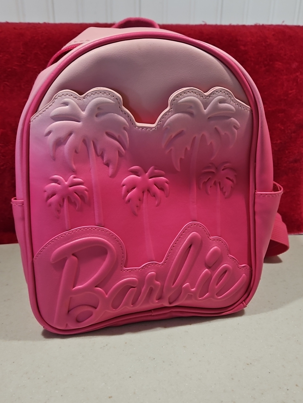 Barbie Pink Embossed Palm Tree Mini Backpack